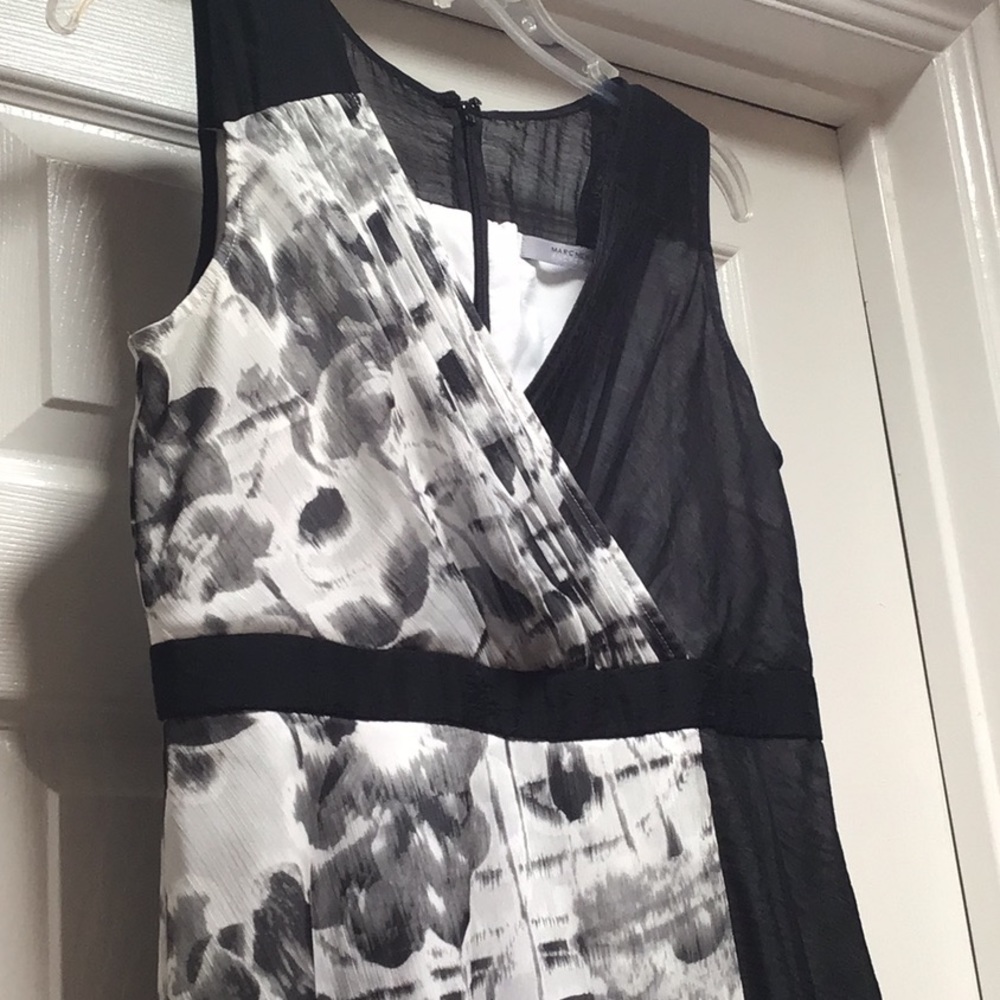 Black and White Sleeveless Short Dress, Flouncy Skirt Casual Dress